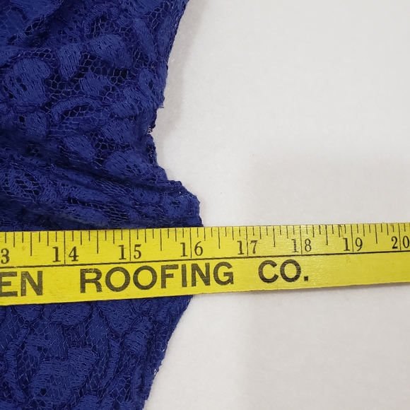 H&M Royal Skater Dress  blue lace overlay mini flowy long sleeved Fit & Flare - Picture 4 of 8